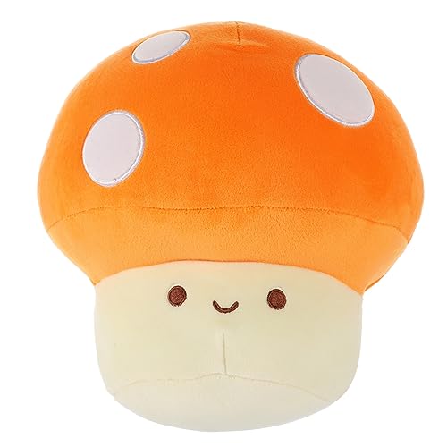 FELTECHELECTR Kawaii Kuscheltier Pilzkissen Plüsch Niedliches Pp Baumwoll Orange Wurfkissen Für Zuhause Steiff Kuscheltier Baby von FELTECHELECTR