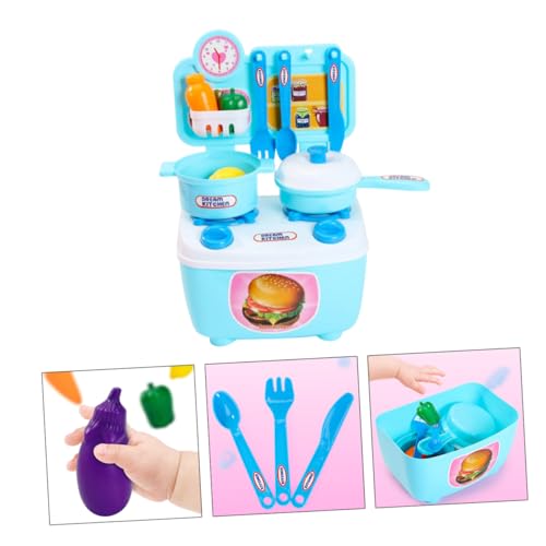 FELTECHELECTR Rollenspielset Küche Kochen Spielset Mit Herd Geschirr Und Küchenutensilien 18 Teiliges Set Blau Für Kreative Rollenspiele Und Kochabenteuer Für Ab 3 Jahren von FELTECHELECTR