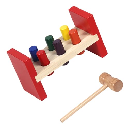 FELTECHELECTR Holzspielzeug Für 1 Set Mit Schlagspielzeug Und Holzhammer Frühes Lernspielzeug Zur Farberkennung Und Motorischen Ideales Vorschulspielzeug Für Die Frühkindliche von FELTECHELECTR