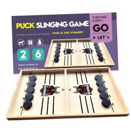 FELTECHELECTR Schnelles Sling Puck Spiel Aus Holz Desktop Kampfspiel Für Spieler Geschicklichkeitsspiel Mit Mechanismus Ideales Familienspiel Und Für Freunde von FELTECHELECTR