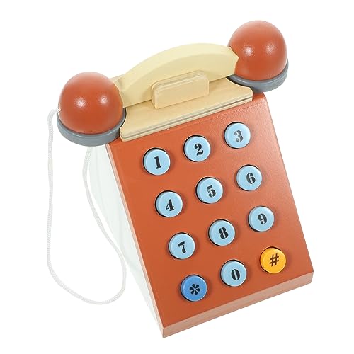 FELTECHELECTR Simulation Vintage Holztelefon Spielzeug Für Kleinkinder Interaktives Lernspielzeug Für Frühe Entwicklung Ideal Für Kinder Ab 3 Jahren Fördert Kreativität Und Kommunikation von FELTECHELECTR