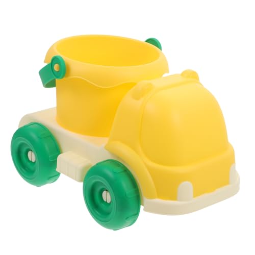 FELTECHELECTR Strand Spielzeugauto Auto Mit Eimerspielzeug Strandspielzeugschaufel Bausatz Sandsack Sandkasten Tragbare Strand-LKW-Eimer Reise-strandbuggy Kleiner Eimerwagen Yellow Weiches Gummi von FELTECHELECTR