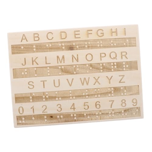 FELTECHELECTR Tafel mit Braille-Alphabet Montessori-Brett Braille-Lernlineal Sprechende Uhr für Blinde Blindenschrift Braille-Spiele Braille-Spielkarten Fluchtraum-Requisite Zeichenbrett hölzern von FELTECHELECTR