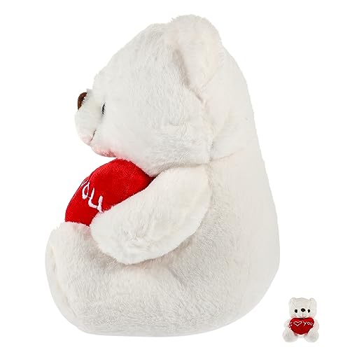 FELTECHELECTR Teddybär Kinder Kuscheltier kinderspielzeug Teddi valwntinstagsgeschenk valentinstaggeschenk Kuscheltiere Stofftiere Valentinsspielzeug für den Unterricht Bären PP Baumwolle Weiß von FELTECHELECTR