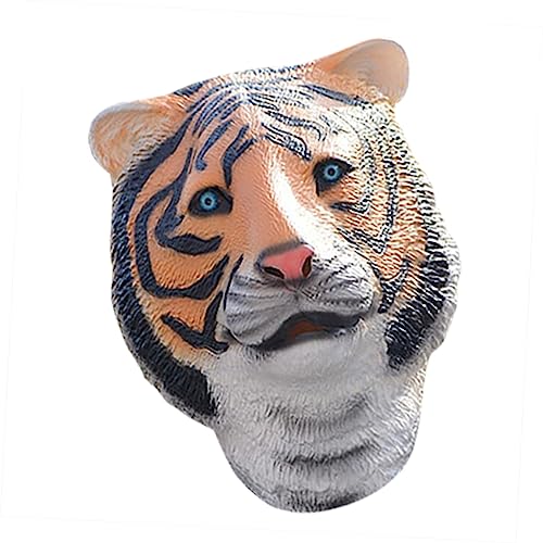 FELTECHELECTR Tiger-Kopfbedeckung Tierkopfmasken Simulation Tiger halloween masken halloweenmaske tierkostüme Halloween-Maske stutzenhalter Maskerade Tigermaske Performance-Maske Emulsion Yellow von FELTECHELECTR