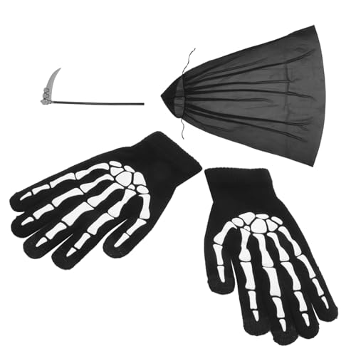 FELTECHELECTR Komplettes Set Halloween Kostüm Umhang Handschuhe Tod Cosplay Zubehör für Erwachsene von FELTECHELECTR