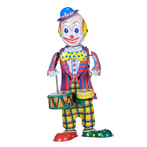 FELTECHELECTR Wackelspielzeug Uhrwerkspielzeug Clownpuppe aufziehen Roboter Clown-Ornament hühner Spielzeug spielsachen für kinder Vintage Clown-Spielzeug Clownspielzeug für Kinder Weißblech von FELTECHELECTR
