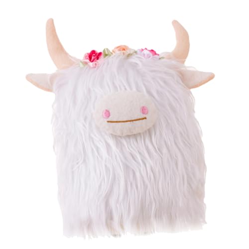 FELTECHELECTR Yak-Puppe Kuh Kuh Plüschtier Kuh Stofftier Kuh Hochlandrind Kuscheltier Kuh Bauernhof realistische Kuscheltiere Kuhplüsch Polyester Weiß von FELTECHELECTR