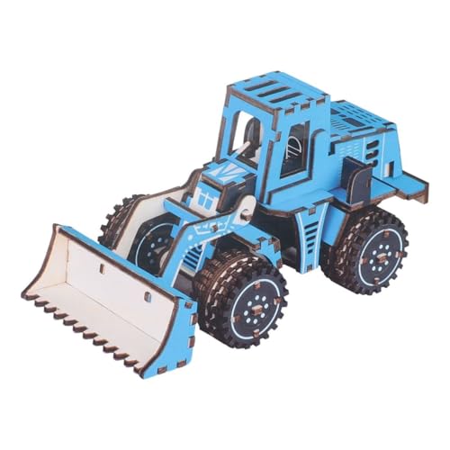 FELTECHELECTR Zusammengebautes Holzspielzeug Gabelstaplerspielzeug 3D Holzpuzzle Montageauto DIY Montagespielzeugautomodell Holzautospielzeug Blau von FELTECHELECTR