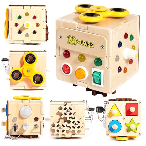 FEMBW Busy Board Baby Toys, 6-in-1 Activity Board,fingertip Gyro,Rotary Switch,12 18 Months 1st Gifts Educational Learning Shape Sorter Activity Cube Travel Toys Motorikspielzeug Birthday Presents. von FEMBW