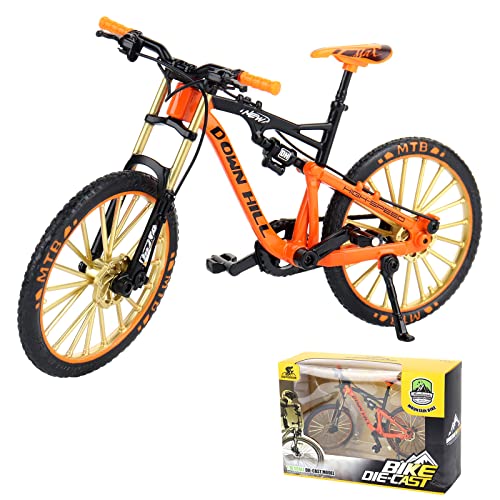 FENGQ 1:10 Finger Fahrrad Modell, Mountainbike-Modell Spielzeug, Mini Fahrrad Modell Spielzeug, Miniatur Finger Bike für Kinderspielzeug, Geschenke und Dekoration (Orange) von FENGQ