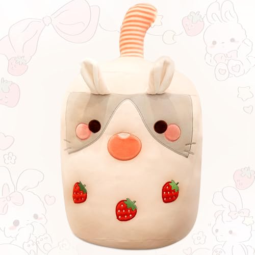 FENGQ Kuscheltier Hase Bubble Tea Kuscheltier Bubble Tea Plüschtier Cartoon Plüsch Kissen Squishmallow Bubble Tea Weiches Kissen Süße Tiere Kaninchen Für Kinder Erwachsene von FENGQ