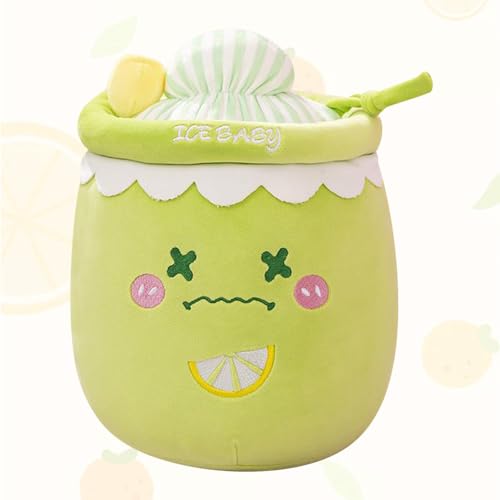 FENGQ Bubble Tea Plüschtier, Boba Kuscheltier, Bubble Tea Kuscheltier, Teetasse Kissen Kinderspielzeug, Stofftier Milchtee Teetasse Kissen Für Kinder Mädchen Erwachsene(Grün) von FENGQ