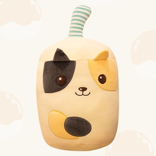 FENGQ Bubble Tea Plüschtier, Bubble Tea Kuscheltier, Boba Plushies Tier, Teetasse Kissen Kinderspielzeug, Bubble Tea Plüsch Spielzeug, Süße Tiere Cartoon Plüsch Kissen Für Kinder(Hund) von FENGQ