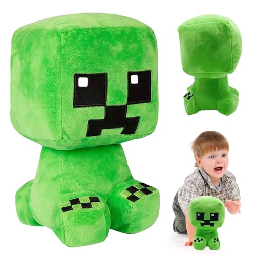 FENGQ Mine-Craft Plush, 26CM Spiel Creeper Plüsch, Mine-Craft Plüschtiere Weiches, Creeper Plüschfigur Lustiges Puppen, Spielefans Spielzeug für Kinder, Geschenke, Weihnachten von FENGQ