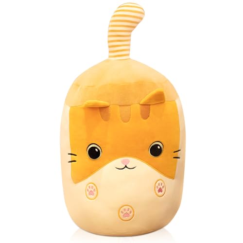 FENYW Bubble Tea Kuscheltier, 24CM Kawaii Bubble Tea Plüschtier, Plüschkissen Spielzeug, Kawaii Bubble Tea Plüsch, Niedliche Plüsch, Weiches Schlafkissen für Weihnachten Geburtstag Kinder von FENYW