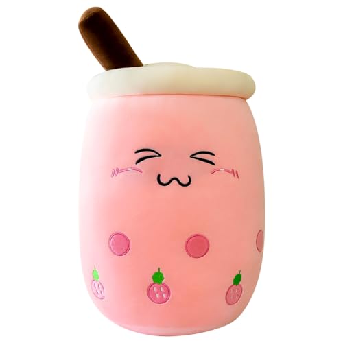 FENYW Bubble Tea Plüschtier, 25CM Bubble Tea Kuscheltier, Cartoon Plüschpuppen, Lustiges Milchtee Softpuppe Teetasse Kissen Kinderspielzeug für Kinder Geburtstag Home Ornamentfür(Rosa) von FENYW