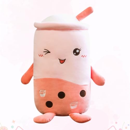 FENYW Bubble Tea Plüschtier, Boba Kuscheltier, Bubble Tea Kuscheltier, Boba Milchtee Plüschtier, Kawaii Plüschkissen, Teetasse Kissen Kinderspielzeug für Kinder (Rosa) von FENYW