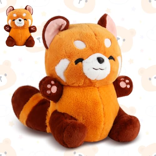 FENYW Roter Panda Kuscheltier, 23cm Kawaii Panda Plüschtier, Kuscheliger Panda Plüsch, Panda Stofftier Plüsch, Panda Puppen Kissen, Red Panda Plush Geschenke für Kinder Weihnachten von FENYW