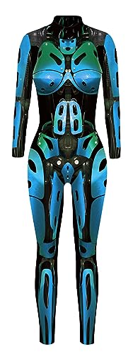 FEOYA Halloween Kostüm Damen Skelett Cosplay Catsuit Overall Knochen Anzug Karneval - L von FEOYA