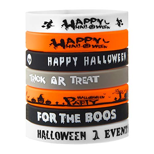 FEPITO 35 Stück Halloween Armband Silikon Armbänder 7 Klassische Halloween Muster Gummiband Armbänder von FEPITO