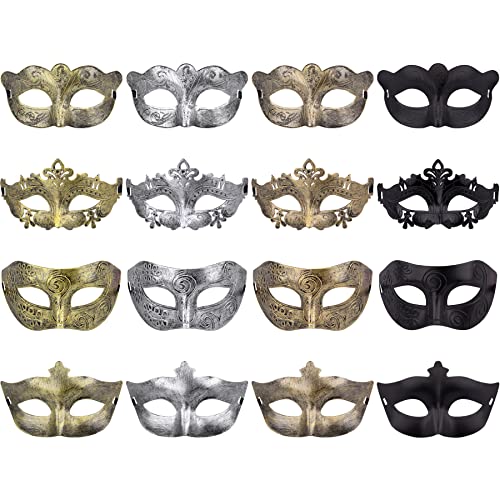 FEQO 16 Stück Venezianische Maskerade Maske Damen und Herren Vintage Antike Masken Augenmaske Retro Maskerade Masken für Karnevals Halloween Party von FEQO