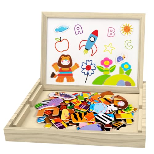 FERRGIA 135 Magnetisches Holzpuzzle, Doppelseitiges Zeichenbrett, Wald and Tier Holzpuzzle,Tragbares Kinderspielzeug,Montessori Spielzeug ab 3 Jahren,Magnet Spiel für Mädchen Junge FERRGIA 135 Magnetisches Holzpuzzle, Doppelseitiges Zeichenbrett, Wald and Tier Holzpuzzle,Tragbares Kinderspielzeug,Montessori Spielzeug ab 3 Jahren,Magnet Spiel für Mädchen Junge von FERRGIA