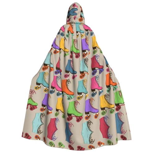 FEYUNYAN Kapuzenumhang für Erwachsene, bunter Rollschuhe, Halloween-Umhang, Gothic-Hexe, Vampir-Kostüm-Zubehör, verstellbarer Bindeverschluss, weicher Polyester-Umhang für Cosplay- und FEYUNYAN Kapuzenumhang für Erwachsene, bunter Rollschuhe, Halloween-Umhang, Gothic-Hexe, Vampir-Kostüm-Zubehör, verstellbarer Bindeverschluss, weicher Polyester-Umhang für Cosplay- und von FEYUNYAN