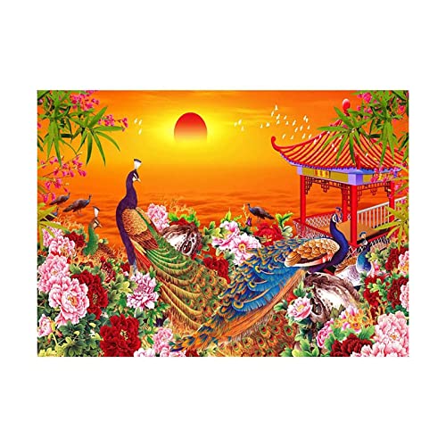 FFDMWSS Toys Super Large Jigsaw Puzzle Painting Rich Peony Peacock Jigsaw Wooden Adult Children's Piece Puzzle Toy 1000 Pieces New von FFDMWSS