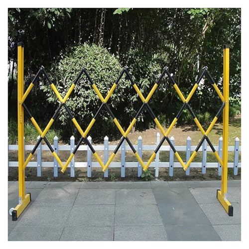 FFENFRYOU Traffic Fence,Retractable Traffic Barricade, Außenbarrikade Scherentor Mobile Sicherheitsbarriere Flexible einstellbare Verkehrsbarrikade Tragbarer einziehbarer Verkehrszaun(Noir,1.2x2m) von FFENFRYOU