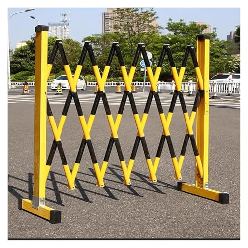 FFENFRYOU Traffic Fence,Retractable Traffic Barricade, Einstellbare Verkehrs Zaun Flexible Mobile Barriere Tor Mobile Sicherheit Barriere Tor Erweiterbar Metall Barrikade Mit Rollen(Noir,1.2x1.5m) von FFENFRYOU