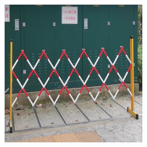 FFENFRYOU Traffic Fence,Retractable Traffic Barricade, Einstellbare Verkehrs Zaun Flexible Mobile Barriere Tor Mobile Sicherheit Barriere Tor Erweiterbar Metall Barrikade Mit Rollen(Red,1.2x1.5m) von FFENFRYOU