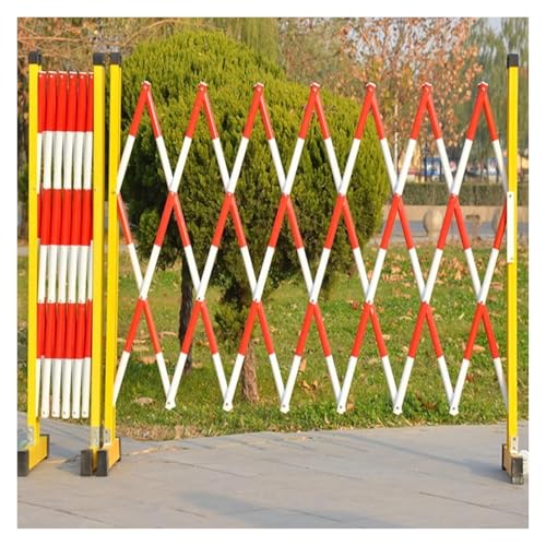 FFENFRYOU Traffic Fence,Retractable Traffic Barricade, Tragbares Absperrtor Verkehrszaun Erweiterbares Absperrtor Verkehrsabsperrung Sicherheitsbarrieretor mit Rollen(Red,120x200cm) von FFENFRYOU