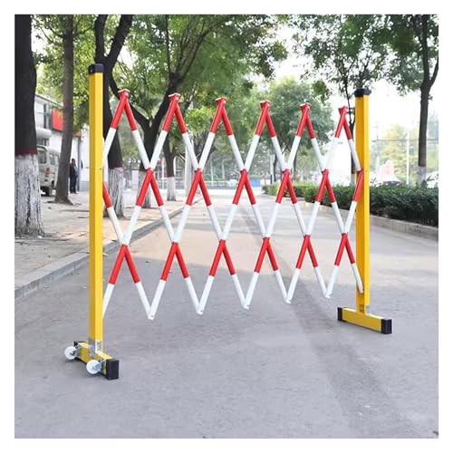 FFENFRYOU Traffic Fence,Retractable Traffic Barricade, Verkehrsbarrikade Langlebige Sicherheitsbarrikade aus Stahl Flexibles mobiles Barriere-Tor for den Straßen- und Garagenbau im Freien(Red,1.2x2m) von FFENFRYOU