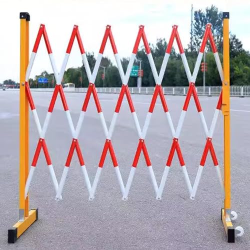 FFENFRYOU Traffic Fence,Retractable Traffic Barricade, Verkehrszaun Barrikade Klappbare industrielle mobile Sicherheitsbarriere Tragbarer einziehbarer Zaun for den Innen- und Außenbereich(Red,1.2x3m) von FFENFRYOU