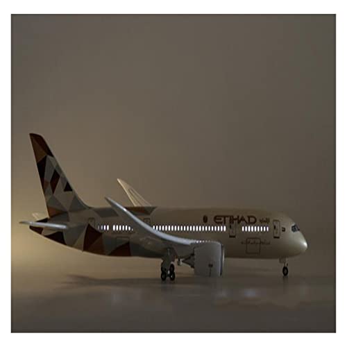 Flugzeugmodelle, Maßstab 1/130, geeignet für Boeing B787 Dreamliner Etihad Airways, Modell W, Lichter und Räder, Kunstharz, Flugzeug, flache Ornamente (Farbe: B) von FFFSDQAAAAGTTY