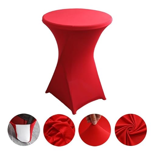 FFIME Hotel-Hochzeitsdekoration, Cocktail-Bar-Set, einfarbig, Polyester, rund, Bankett, elastische Tischröcke, Süßigkeiten-Partys, 80 x 110 cm, Rot von FFIME