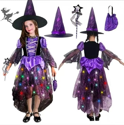 Hexenkostüm Kinder,Halloween Kostüm Hexe Kinder mit Hexenhut Tasche,Zauberstab,Hexenkostüm Mädchen für 4–6 Jahre,Halloween Kostüm kinder Hexe für Karneval Maskerade Halloween Faschings Hexenkostüm Kinder,Halloween Kostüm Hexe Kinder mit Hexenhut Tasche,Zauberstab,Hexenkostüm Mädchen für 4–6 Jahre,Halloween Kostüm kinder Hexe für Karneval Maskerade Halloween Faschings von FFTANXS