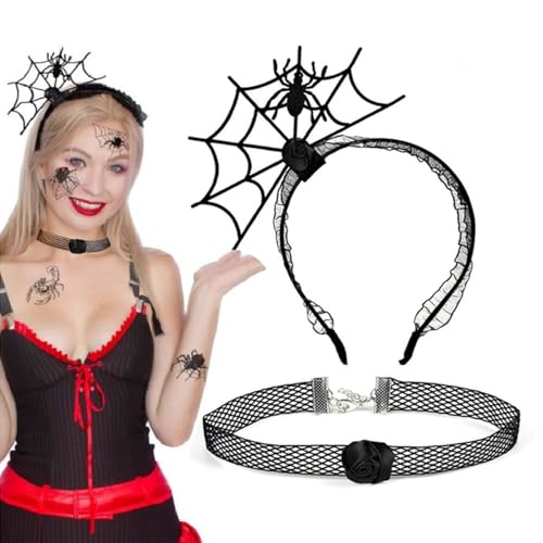 Halloween Stirnbänder Spinnennetz Stirnband Kürbis Haarband Geist Kopfschmuck Schädel Tag Der Toten Kopfbedeckung Maus Haarreifen Kragen Halsband Haarzubehör für Erwachsene Kostüm Cosplay von FFWTPY