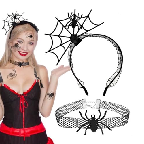 FFWTPY Halloween Stirnbänder Spinnennetz Stirnband Kürbis Haarband Geist Kopfschmuck Schädel Tag Der Toten Kopfbedeckung Maus Haarreifen Kragen Halsband Haarzubehör für Erwachsene Kostüm Cosplay von FFWTPY