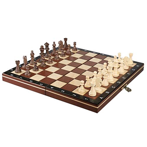 Einzigartiges Schachspiel aus Holz, magnetisches Schachspiel, tragbares Klappspiel, handgefertigte Schachfiguren, Schachbrett mit doppelter Rückseite, Schachgeschenke von FGDIUCVN