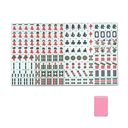 FGDIUCVN Chinesisches Mahjong-Spiel, tragbares Mahjong, 144 Teile/Satz, tragbares Mahjong, Melamin-Material, Unterhaltungs-Partyspiel, chinesisches Mahjong für Puzzle, Schachbrett von FGDIUCVN