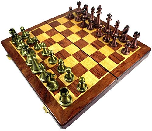 Faltbares Holzschachspiel mit internem Speicher Retro Klassische Schachfiguren Schachspiel Unterhaltungsschach Schach von FGDIUCVN