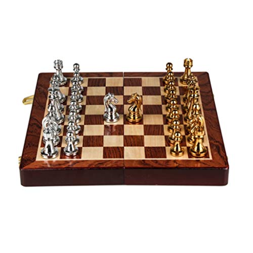Faltbares Luxus-Schachspiel, tragbares Reiseschachspiel ist leicht und einfach zu tragen. Bietet Geschenke für Schachliebhaber und -schüler. Schachgeschenke von FGDIUCVN