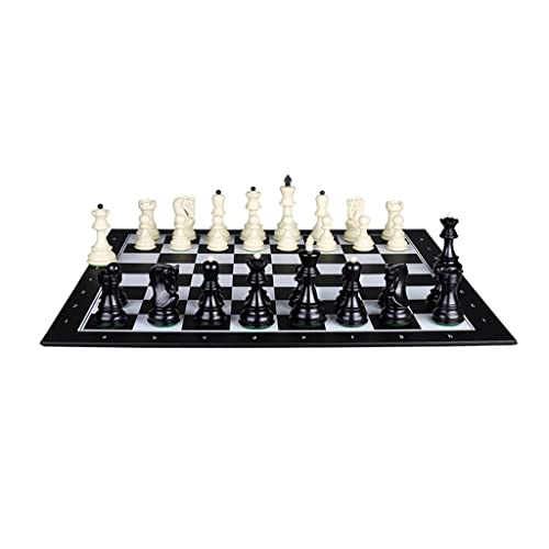 Faltbares Schachspiel, 19-Zoll-Schachbrett aus Kunststoff, Gegengewichtsstücke mit Aufbewahrungsfächern, Reiseschach, Lernspielzeug für Anfänger von FGDIUCVN