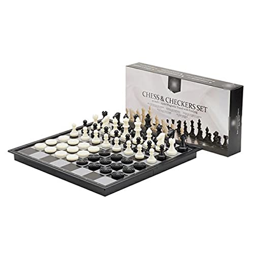 Internationales Schach, Schachspiel 2-in-1, magnetisches Reise-Schach- und Dame-Brettspielset mit Klappkoffer, 10 x 10 Zoll, tragbares Schachspiel für Kinder, Schachspiel von FGDIUCVN