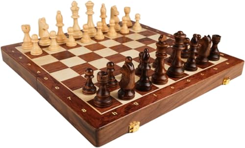 Internationales Schach, großes Schachspiel, hölzernes, zusammenklappbares Schachbrett, Schachfach aus Massivholz im Inneren des Bretts zur Aufbewahrung der einzelnen Figu von FGDIUCVN