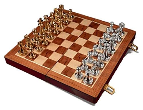 Internationales Schach Exquisites Schach Outdoor Holz Kupferverkleidetes Schach im Metallstil Retro-Stil Praktisch von FGDIUCVN