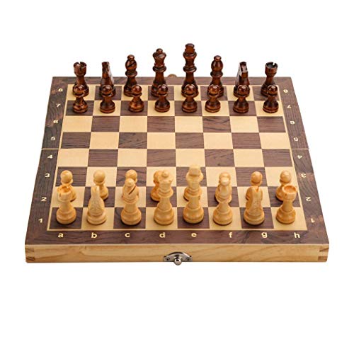 Internationales Schachbrett-Set, magnetisch, Geschenk für Kinder, zusammenklappbares Holzbrettspiel, Schach, handgefertigte Schachfiguren, Reisebrettspiele, Schachbrettsp von FGDIUCVN