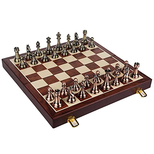 Internationales Schachspiel mit klappbarem Schachbrett aus Holz und klassischen handgefertigten Standardfiguren. Schachspiel aus Metall für Erwachsene und Kinder. Interna von FGDIUCVN